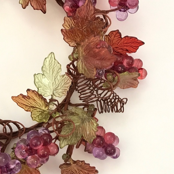 Candle Ring Wreath Fall Table Centerpiece Leaves Grapes Thanksgiving Fall Decor - Picture 4 of 16